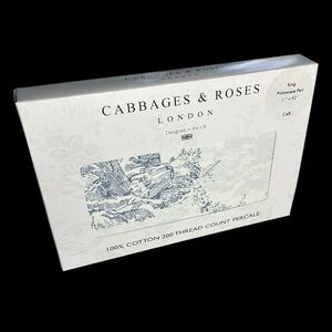 Cabbage & Roses Country Toile Blue King Pillowcases FOR Duvet Comforter Coquette